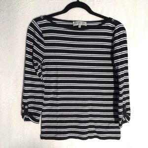 JONES NEW YORK 3/4 sleeve stripe T-shirt